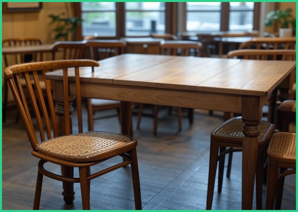 4/6인용 빈티지 직사각형 식탁 테이블 카페 의자 세트