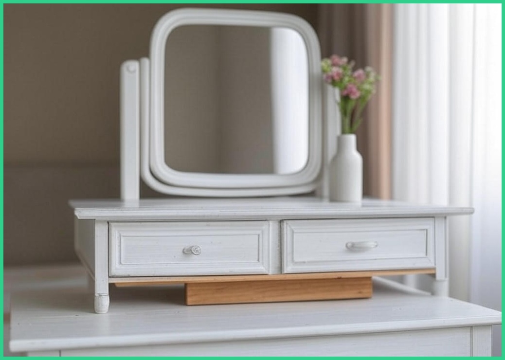 모바이브 탁상 거울 화장대 스탠드 벽걸이 원목 우드, 모바이브 거울 – 화이트