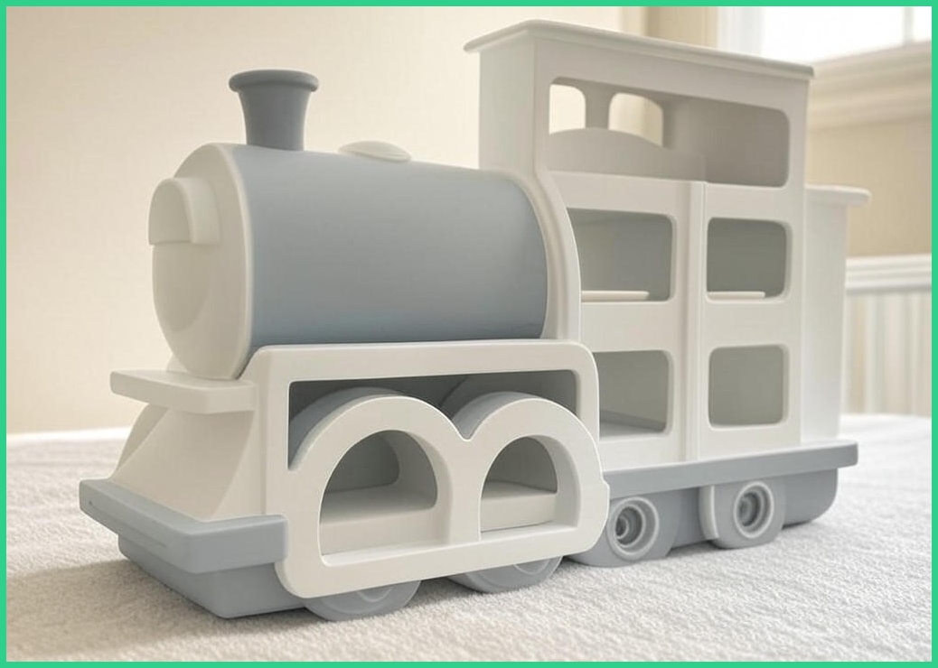 베네베네 유아 아기 수납 가구 기차 정리대 정리함, 화이트 그레이, 3단