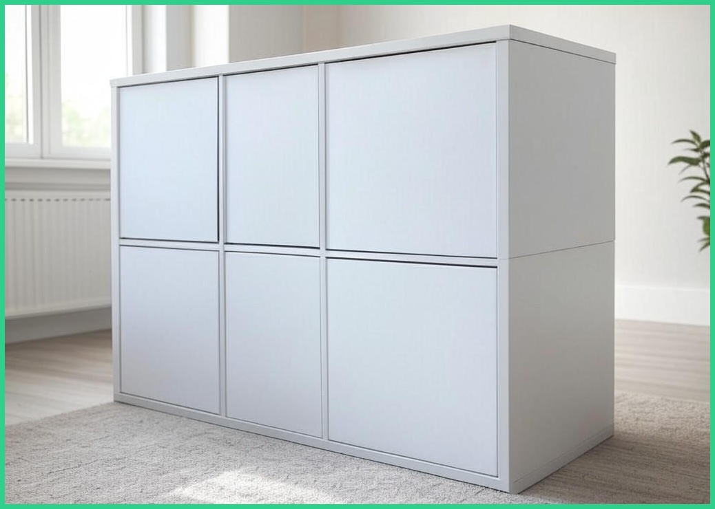 소웰홈 패브릭 3단7문 모던 거실장, 화이트