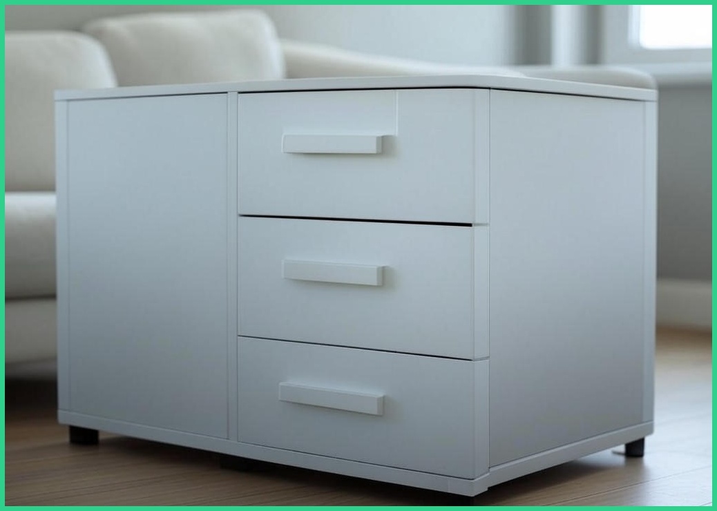 스칸디무드 커스트 다용도 슬림 틈새 높은 서랍 거실 수납장 3단 1200, 화이트