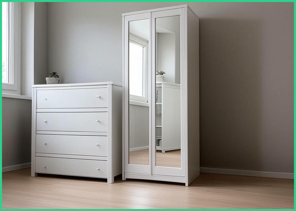 스칸디무드 컬러버 원룸 미니 3단서랍 전신거울 옷장 세트 1600, 화이트