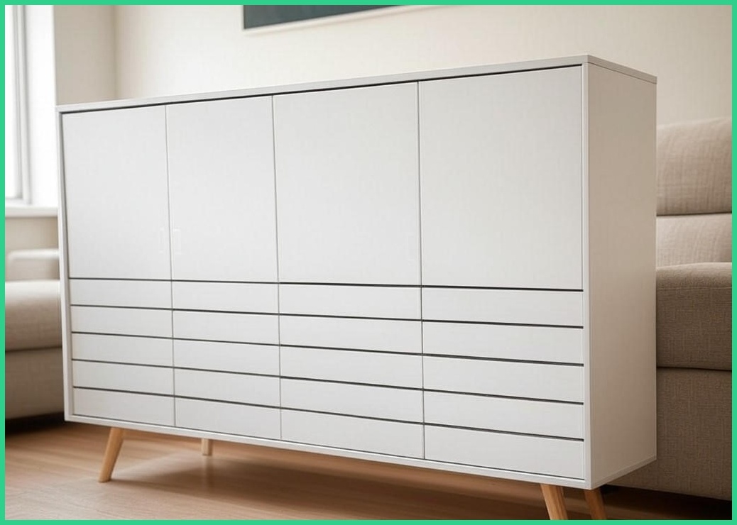 스칸디무드 클레르 라운드 미드센츄리 다용도 모듈 서랍 거실 수납장 1000, 화이트