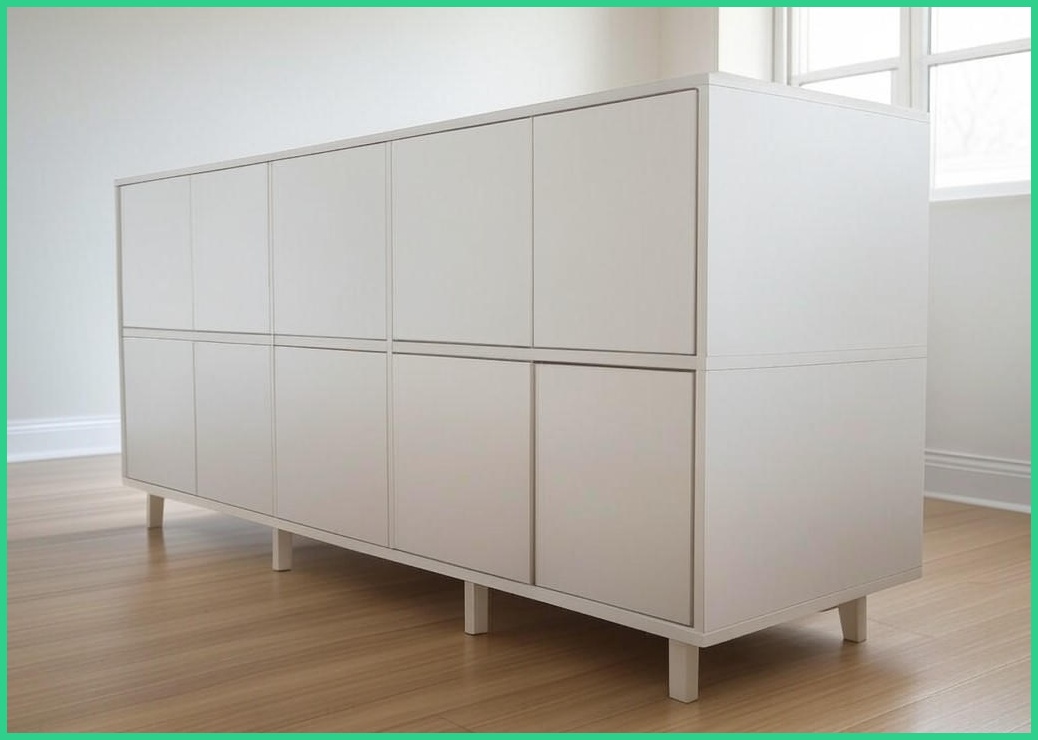 스칸디무드 클레르 라운드 미드센츄리 다용도 모듈 서랍 거실 수납장 1000, 화이트