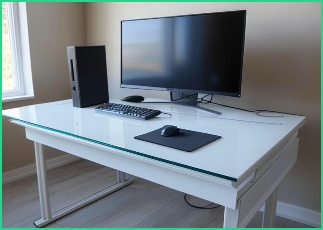 아우스 AUS 강화유리 컴퓨터책상 게이밍책상 컴퓨터테이블 학생책상 서재책상 사무용책상 1인용 2인용, 화이트+블랙