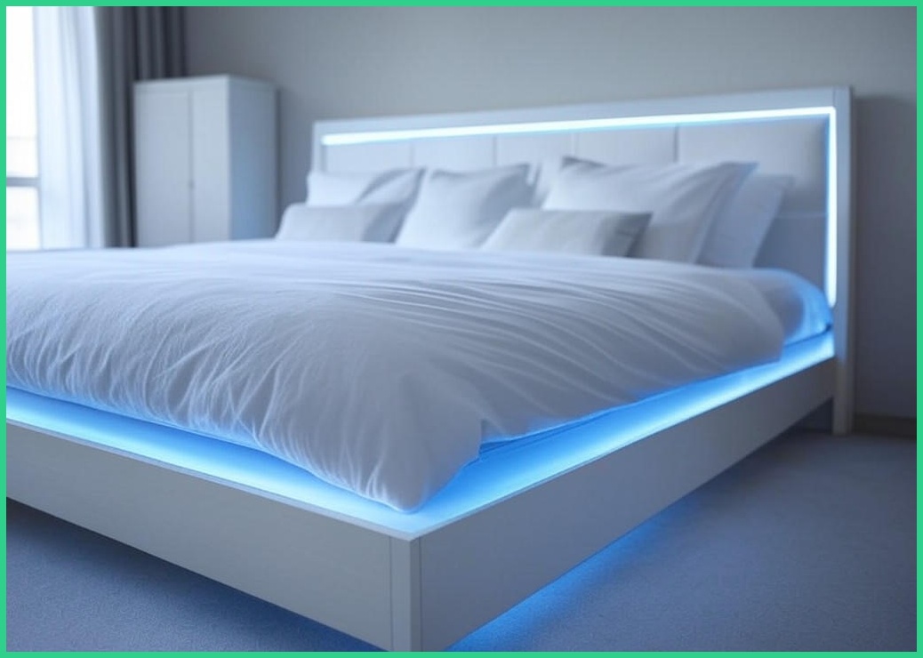 웰퍼니쳐 헤일로 LED 호텔식 수납침대 프레임 + 사이드 패널 방문설치, 화이트